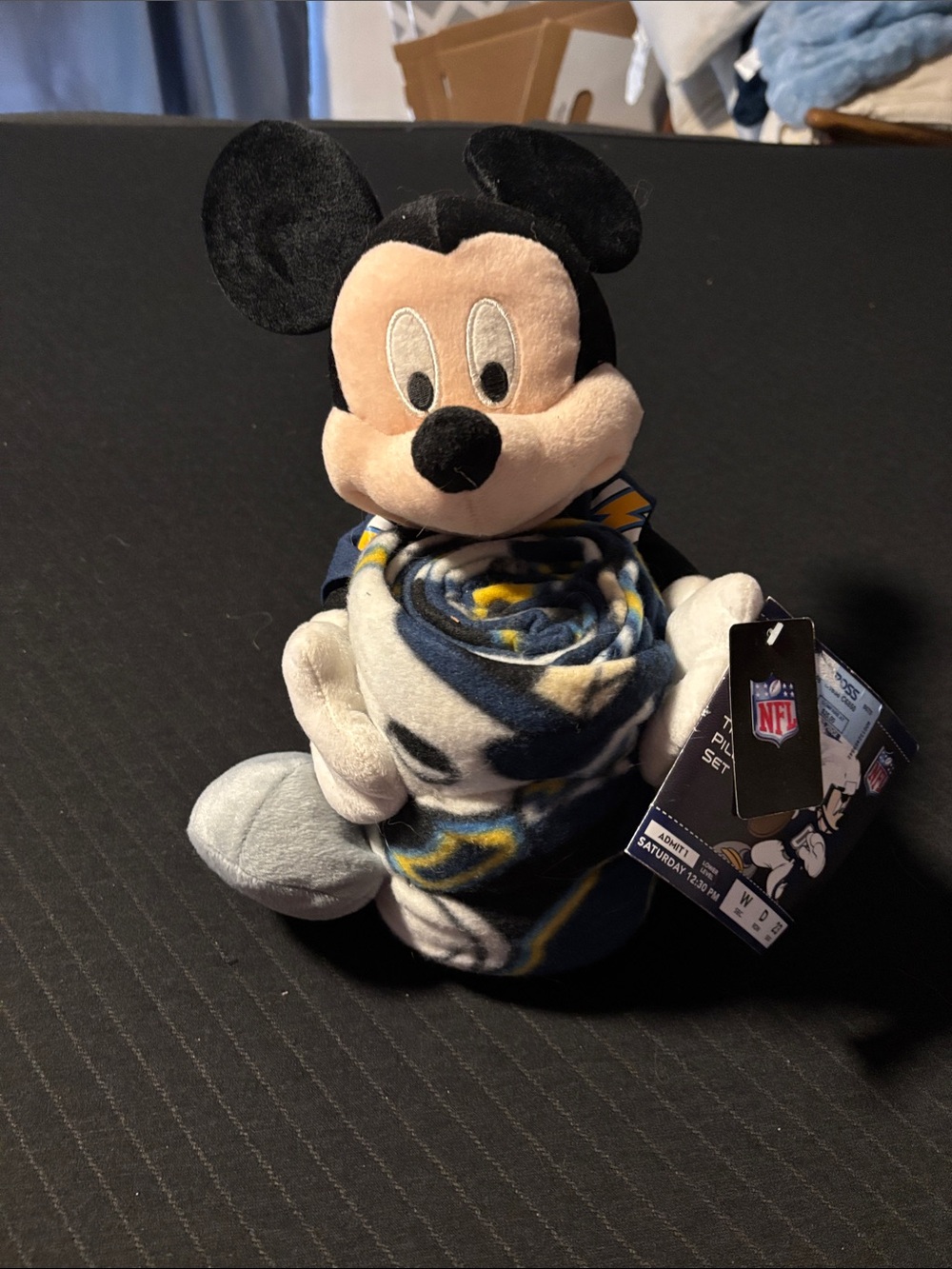Disney Mickey Mouse Plush with Blue & Yellow Team Blanket